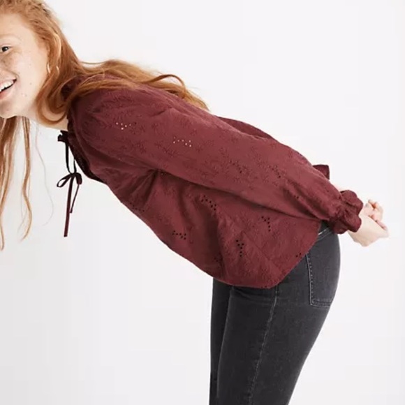 Madewell Floral Embroidered Eyelet Long Sleeve Top - Picture 3 of 9